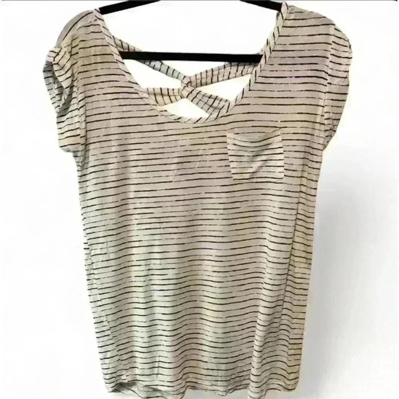 Red Camel Women's Striped Cutout Back T-Shirt Multicolor Size Medium - Picture 1 of 7